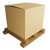 Parcel box on pallet clipart flat design icon isolated on transparent background, 3D render logistic and delivery concept png