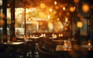 AI generated Moody Atmospheric Image, Blurred Ambiance of a Restaurant photo