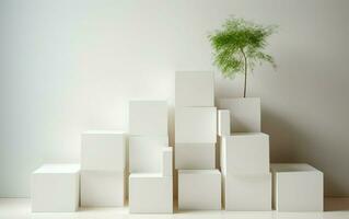 AI generated Visually Engaging, Arranged White Blocks Background photo