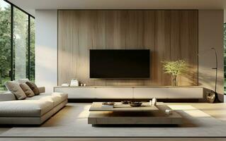 AI generated Crisp Modern Living Room Interior Design photo