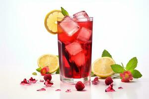 AI generated Iced Tea with Fruit and a Hint of Honey. photo