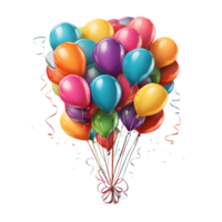 ai generado vistoso globos en transparente antecedentes png