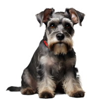 ai generiert ein Miniatur Schnauzer Hund Sitzung auf durchsichtig Hintergrund png