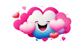 AI generated Valentine cartoon cloud with hearts on it png