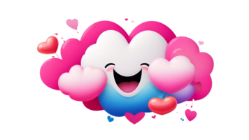 ai generado enamorado dibujos animados nube con corazones en eso png