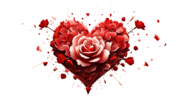 AI generated red rose heart png background