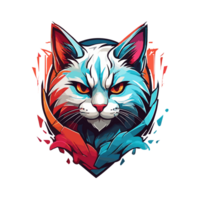 AI generated A cat head logo designed in the esports illustration style, set against a blank background png