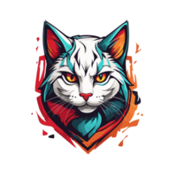 AI generated A cat head logo designed in the esports illustration style, set against a blank background png