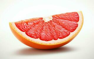 AI generated Juicy Slice of Grapefruit on White background photo