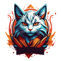 AI generated A cat head logo designed in the esports illustration style, set against a blank background png