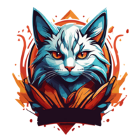 ai generado un gato cabeza logo diseñado en el esports ilustración estilo, conjunto en contra un blanco antecedentes png