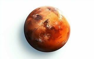 AI generated Red planet on White background photo