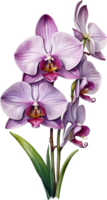 AI generated Watercolor painting of Zygopetalum Orchid flower. Illustration of flowers. AI-Generated. png