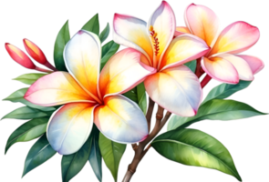 ai generado acuarela pintura de plumeria flor. generado por ai png