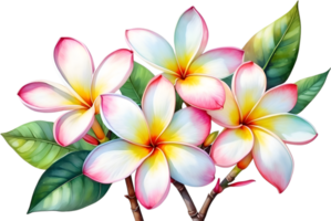 ai gegenereerd waterverf schilderij van plumeria bloem. ai-gegenereerd png