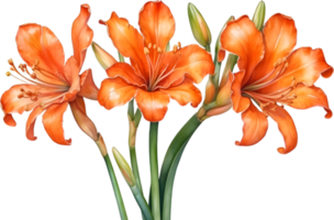 AI generated Watercolor painting of Clivia miniata flower. Ai-Generated png