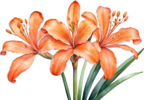 AI generated Watercolor painting of Clivia miniata flower. Ai-Generated png