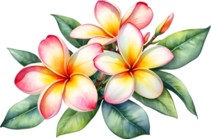 ai gegenereerd waterverf schilderij van plumeria bloem. ai-gegenereerd png