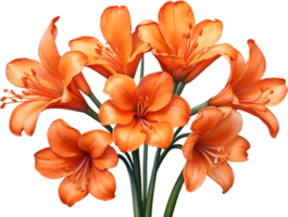 AI generated Watercolor painting of Clivia miniata flower. Ai-Generated png