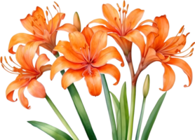 AI generated Watercolor painting of Clivia miniata flower. Ai-Generated png