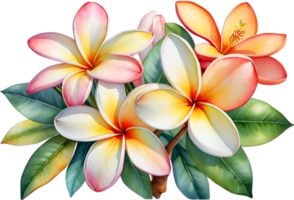 AI generated Watercolor painting of Plumeria flower. Ai-Generated png