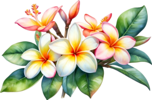 AI generated Watercolor painting of Plumeria flower. Ai-Generated png