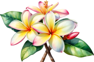 ai gegenereerd waterverf schilderij van plumeria bloem. ai-gegenereerd png