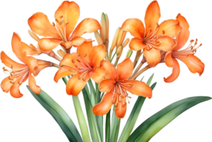 AI generated Watercolor painting of Clivia miniata flower. Ai-Generated png