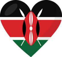 Kenya flag heart 3D style. png