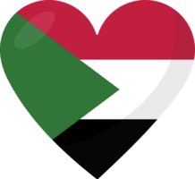 sudan flagga hjärta 3d stil. png