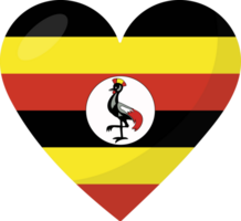 Uganda bandeira coração 3d estilo. png