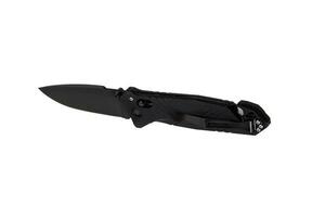 Pocket modern folding knife. Pocket knife with corkscrew and sling cutter. Isolate on a white back photo
