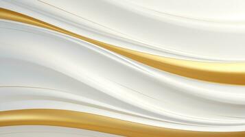 AI generated Abstract white wavy background with streaks of gold color. Textured backdrop. Elegant white modern architecture art. photo