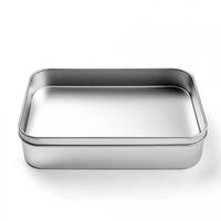 AI generated Rectangular tin box. Metal box for various purposes. Isolate on a white back photo