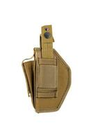 Holster for a pistol. Accessory for convenient and concealed carrying of weapons. Holster made of synthetic material. View from all sides. Isolate on a white back photo