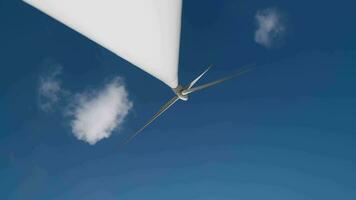 bodem visie van een wind turbine in operatie video