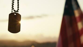 Silhouette Of Military Salute Against USA Flag video