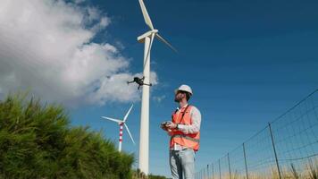 Drone verifies the adequacy of wind turbines video