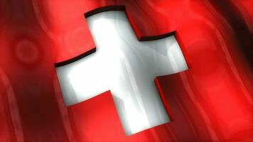 3d Flagge, Schweiz, winken, Welligkeit, Europa. video