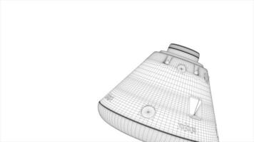 wireframe weergave, bemand ruimte capsule module. video