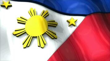 3d bandiera, filippine, agitando, ondulazione, Asia. video