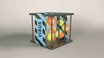 Containing virus outbreaks. virus cell in a cage. video