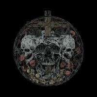 horror skull death metal illustration. T-shirt design, album covers and screen printing vector