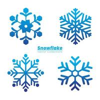 Cute cartoon vector illustration of flat snowflake collections. pack of flat snowflakes vector