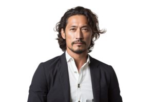 AI generated Portrait of a Japanese Man Isolated on Transparent Background. png