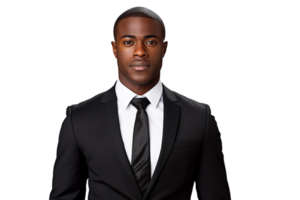 AI generated Black Man in Business Suit for a Meeting Isolated on Transparent Background. png