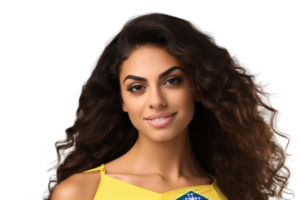 AI generated Portrait of a Brazilian Woman Isolated on Transparent Background. png