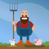 Flat design vector of a farmer