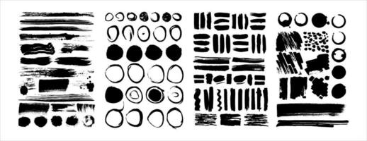 Big collection of black paint, ink brush strokes, brushes, lines and stains vector