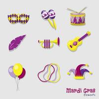 Various kind of Mardi Gras elements vector